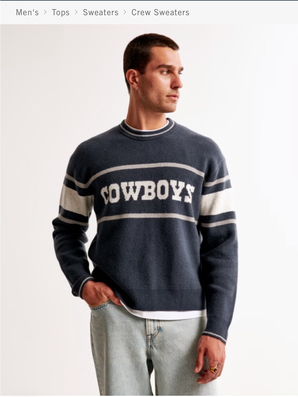 Dallas Cowboys Crew Sweater, A&F, Small
